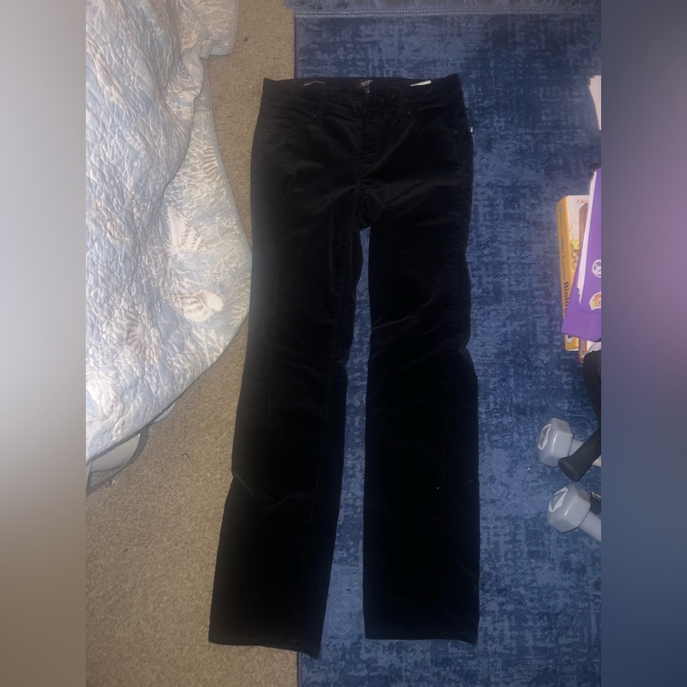 NYDJ Corduroy Black Straight Mid Rise Pants Size 4 NWOT